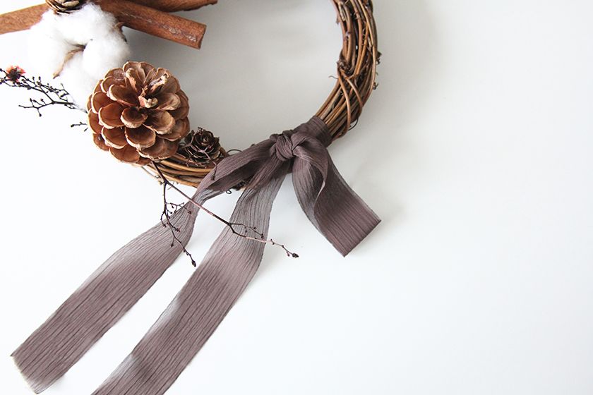 솔방울 목화 리스 진행 사진 3