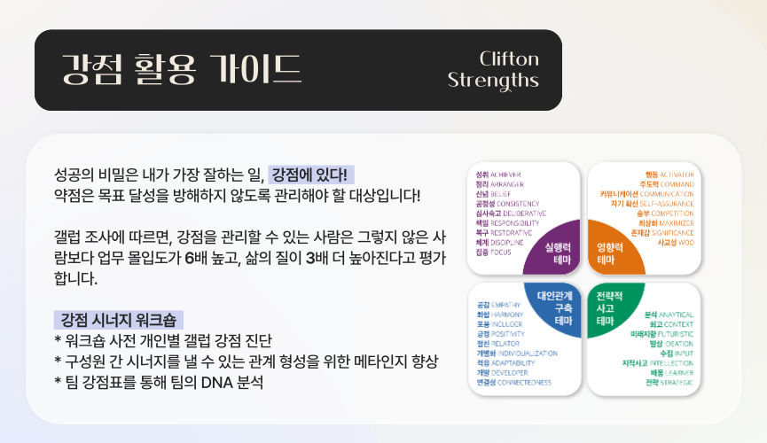 갤럽 강점 기반 팀빌딩 전략 진행 사진 1
