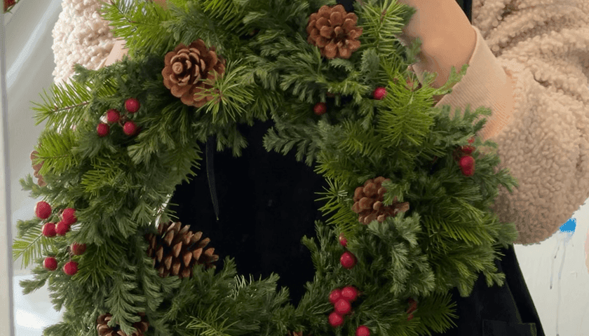 크리스마스 생화 리스 진행 사진 2