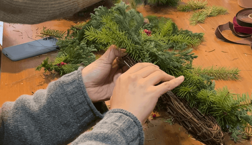 크리스마스 생화 리스 상품 이미지 4