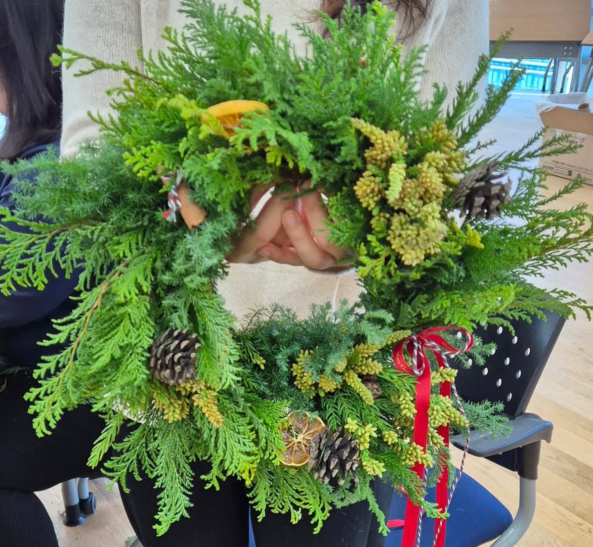 천연 크리스마스 감성 리스 진행 사진 3