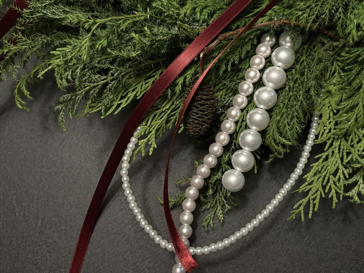 크리스마스 진주 생화 리스 상품 이미지 4