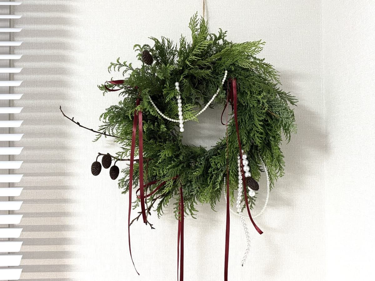 크리스마스 진주 생화 리스 썸네일