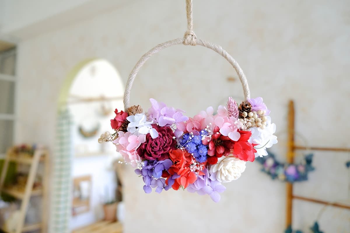 시들지않는 미니 플라워 리스 상품 이미지 1